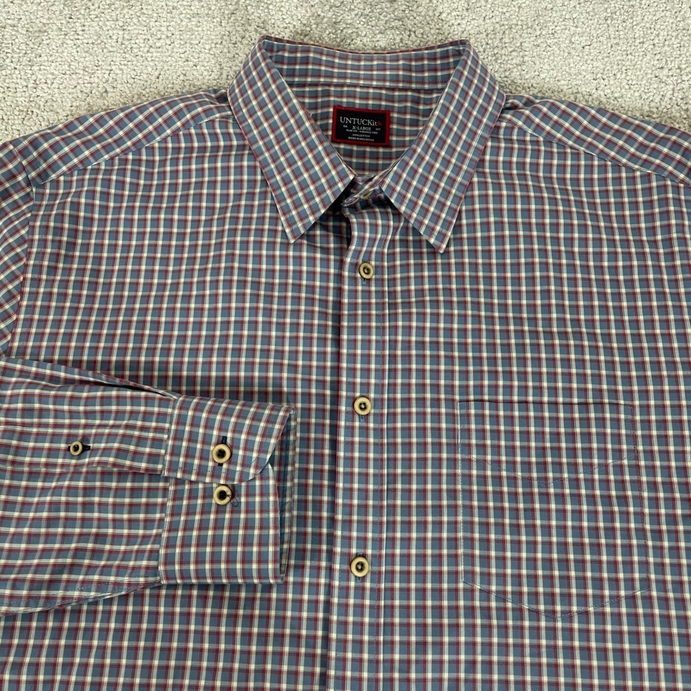 UNTUCKit Button Up Shirt Mens XL Slim Fit Wrinkle Free Fabiano Plaid Dress Shirt